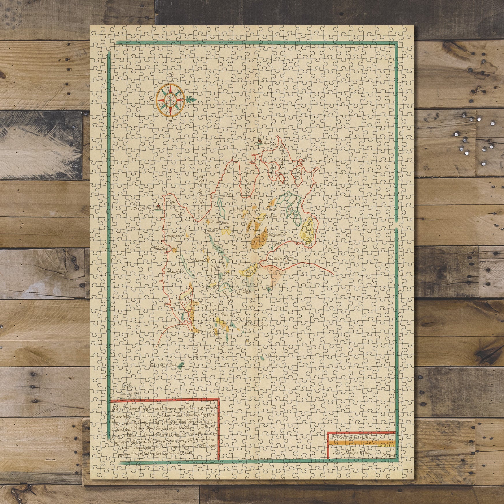 1000 Piece Jigsaw Puzzle 1893 Map | Boston Harbor