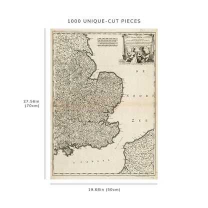 1000 Piece Jigsaw Puzzle: 1688 Map United Kingdom Orientalior Districtus Regni Angliae