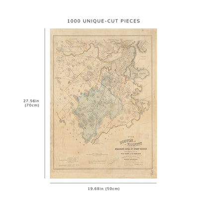 1000 Piece Jigsaw Puzzle: 1863 Map Plan of Boston and its vicinity