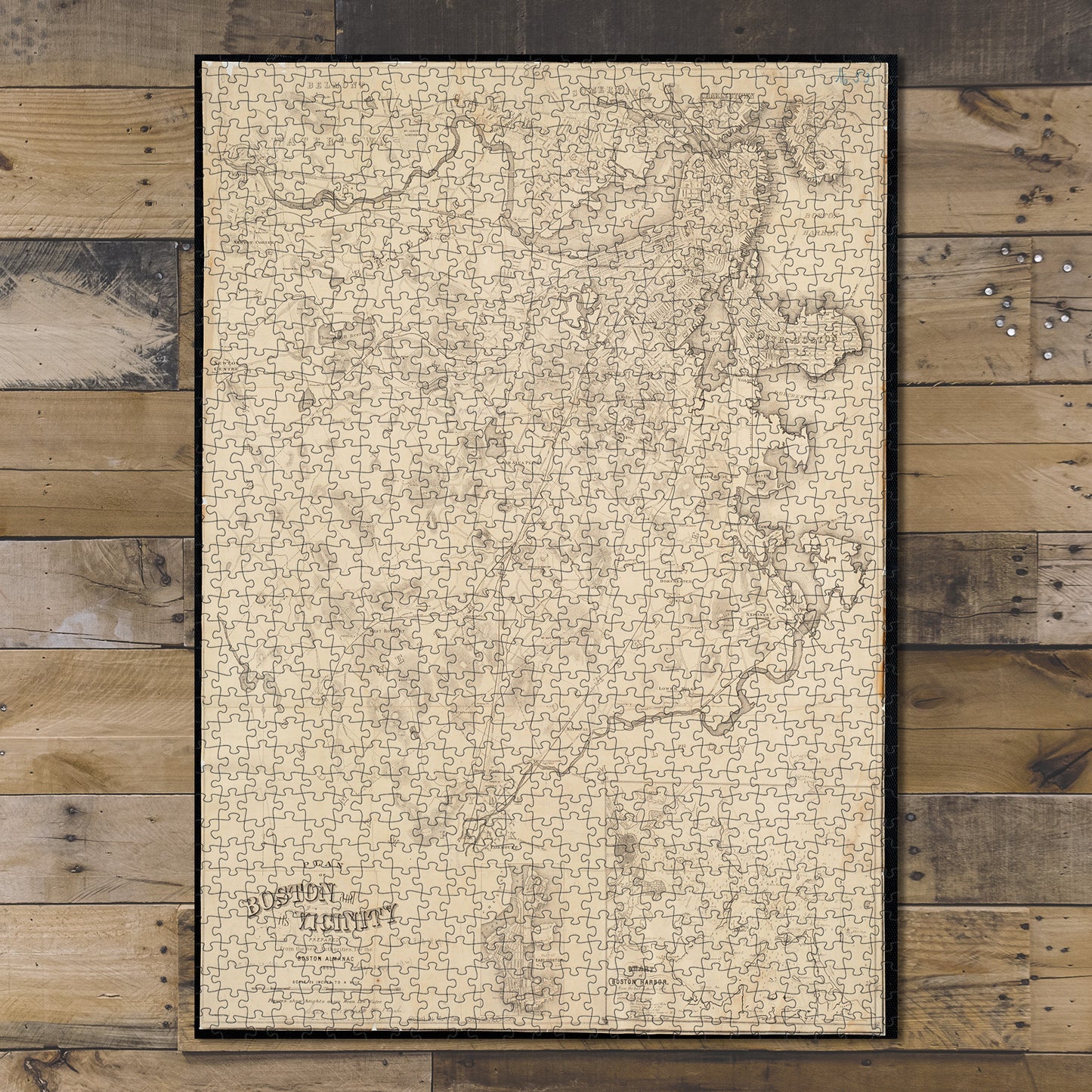 1000 Piece Jigsaw Puzzle 1869 Map | Boston Harbor | Plan of Boston and its vicinity 