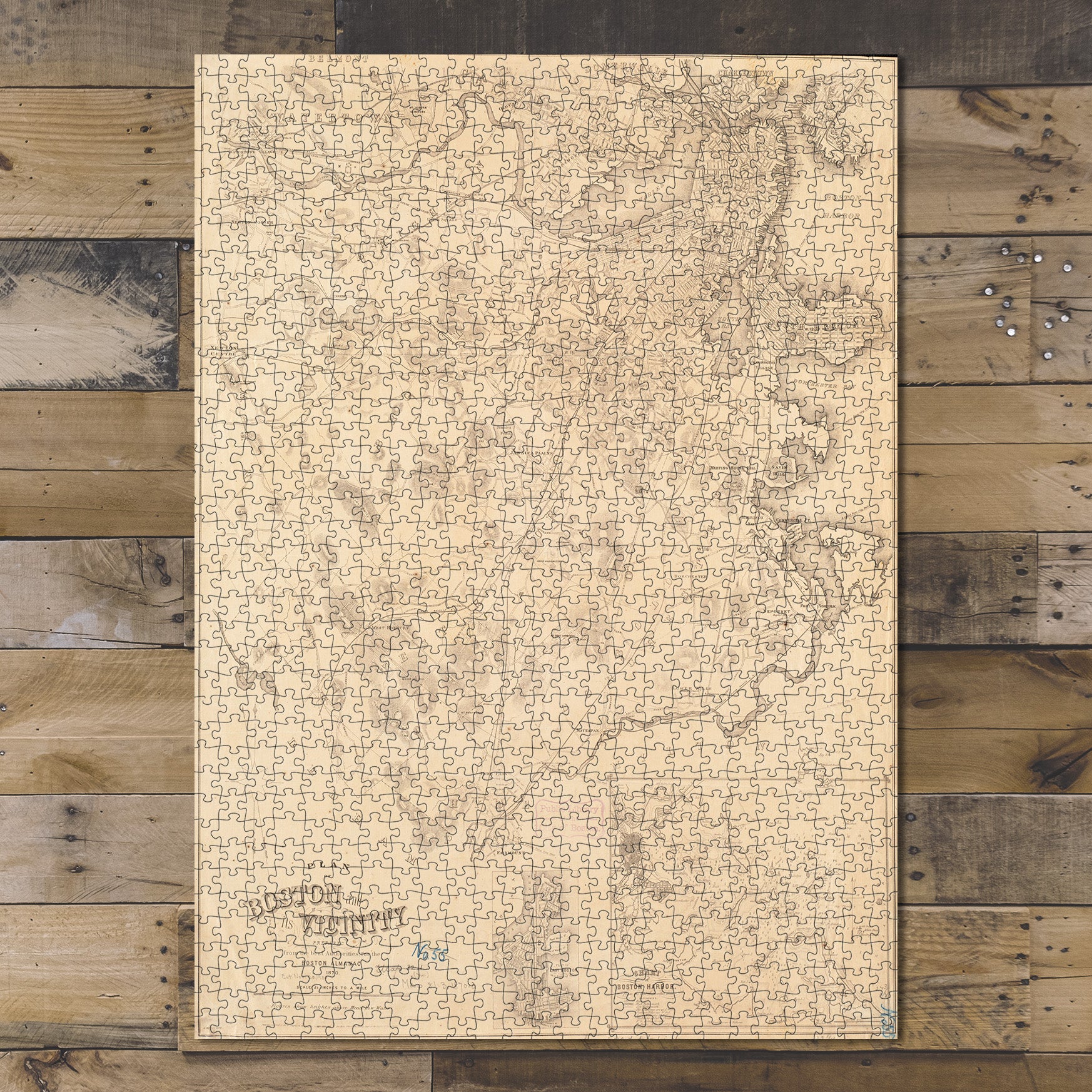 1000 Piece Jigsaw Puzzle 1870 Map | Boston Harbor | Plan of Boston and its vicinity 