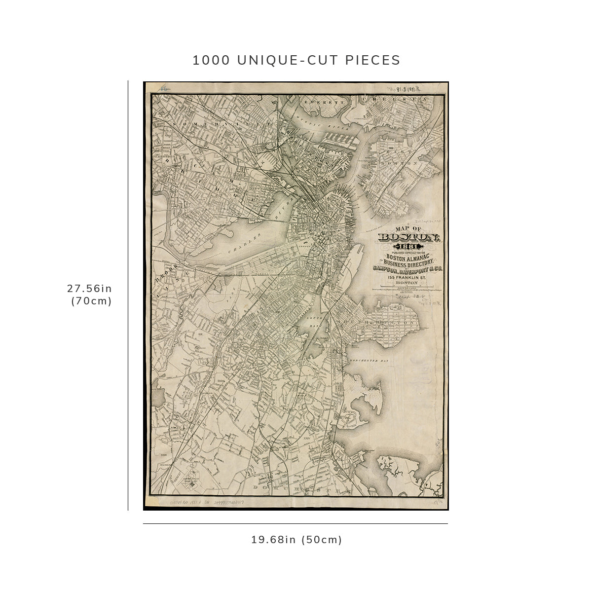 1000 Piece Jigsaw Puzzle: 1881 Map of Boston, for 1881 Published expressly