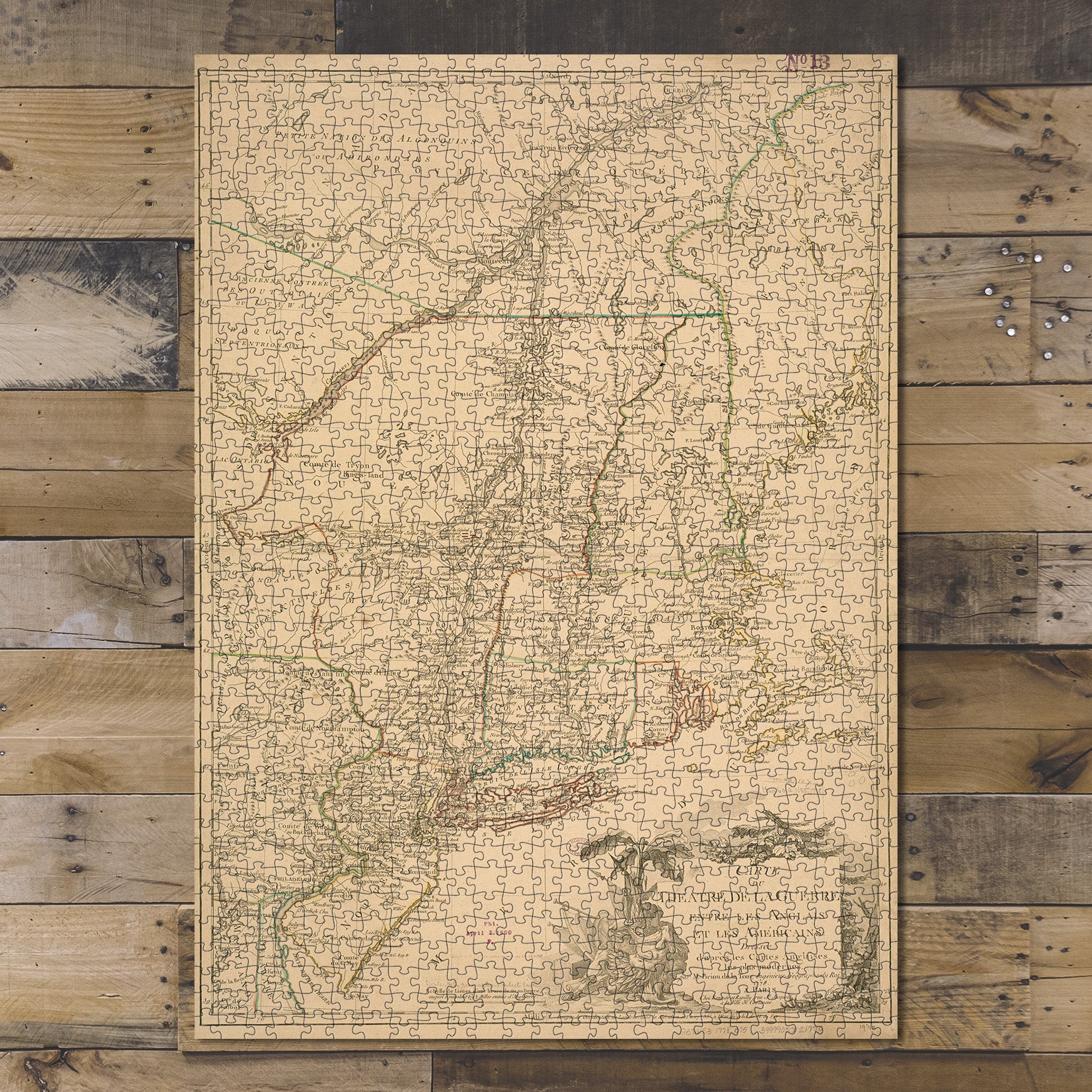 1000 Piece Jigsaw Puzzle 1778 Map Northeastern United States Carte du the?atre 