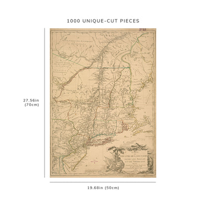 1000 Piece Jigsaw Puzzle: 1778 Map Northeastern United States Carte du the?atre