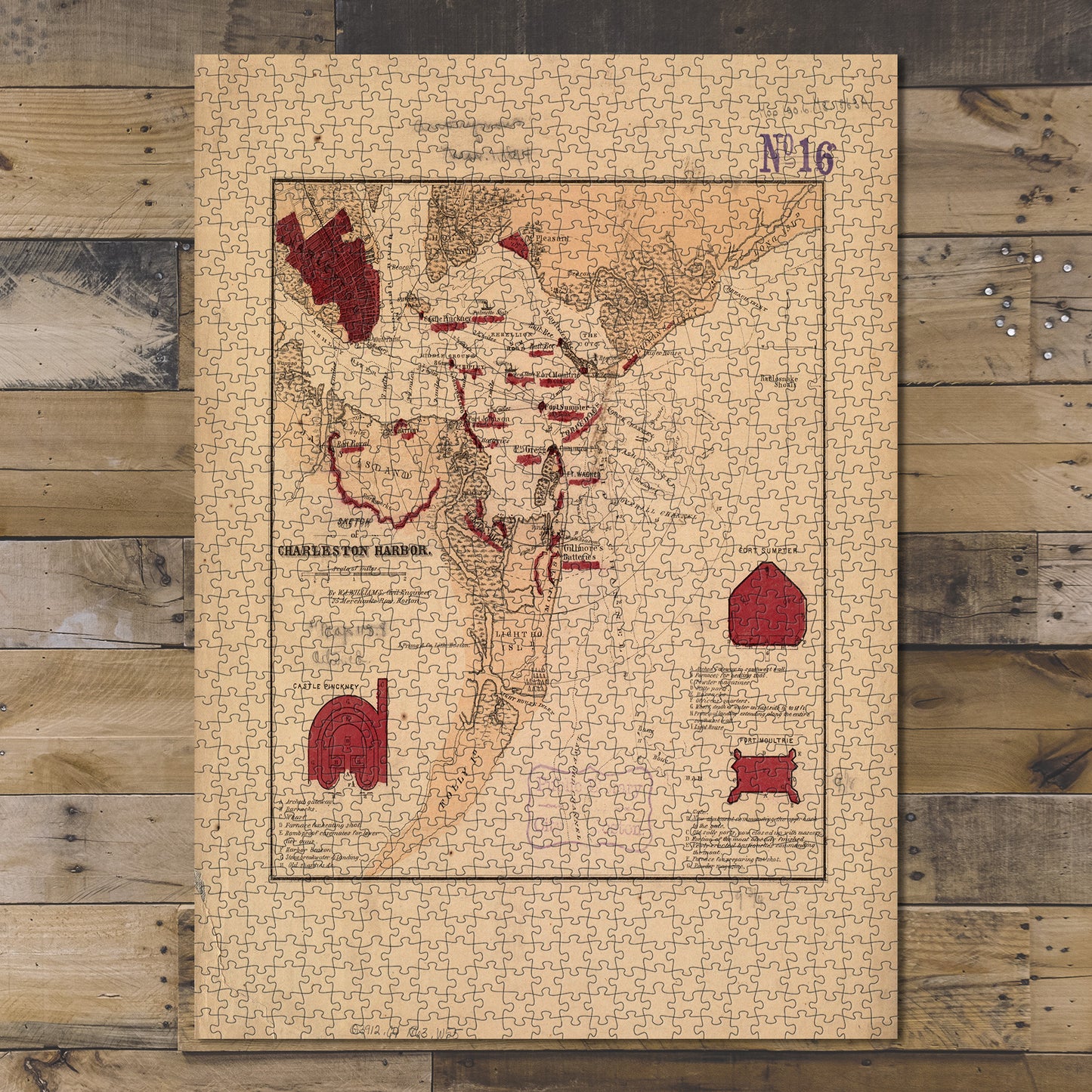 1000 Piece Jigsaw Puzzle 1860–1869 Map South Carolina | Charleston | Charleston Harbor