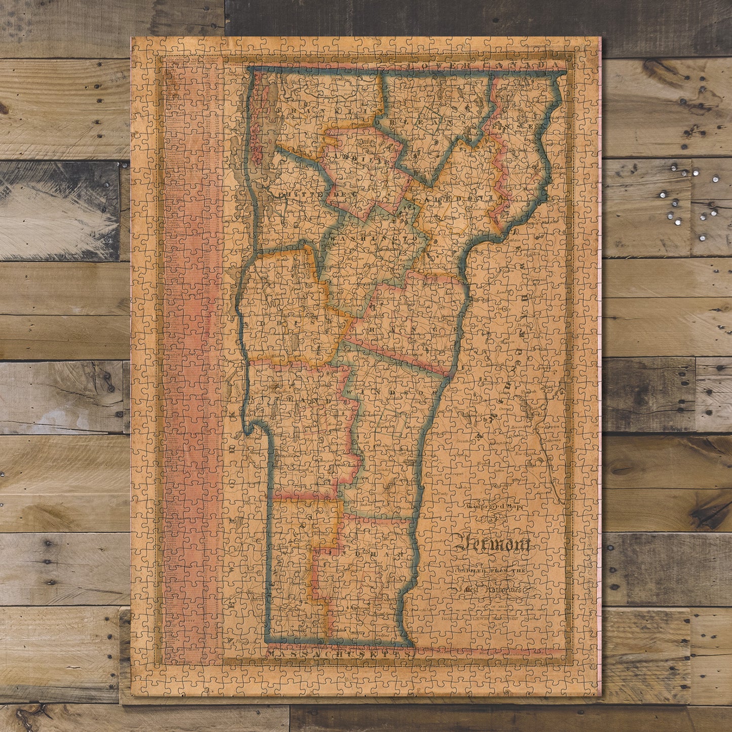 1000 Piece Jigsaw Puzzle 1834 Map Vermont An improved of Vermont 