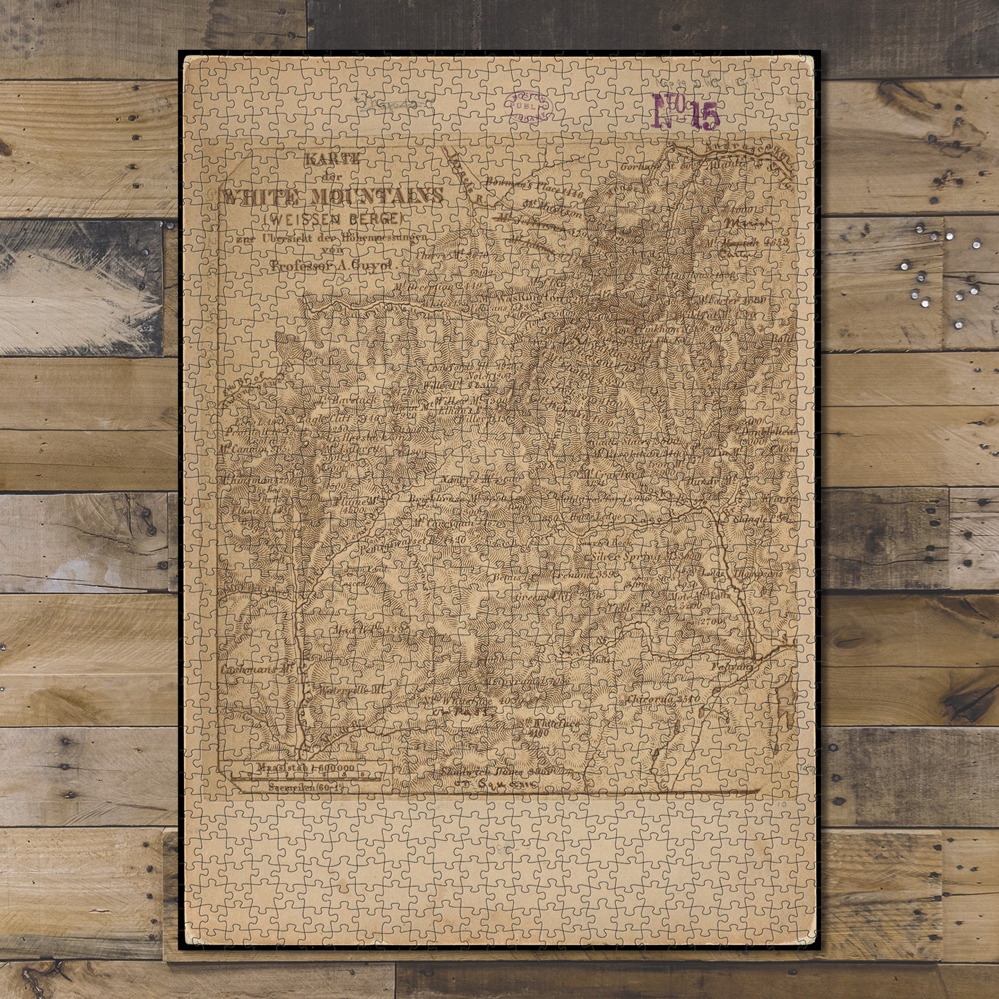 1000 Piece Jigsaw Puzzle 1870–1879 Map New Hampshire | White Mountains | Karte 