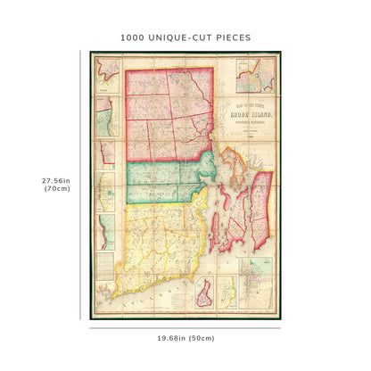 1000 Piece Jigsaw Puzzle: 1855 Map Rhode Island of the State of Rhode Island