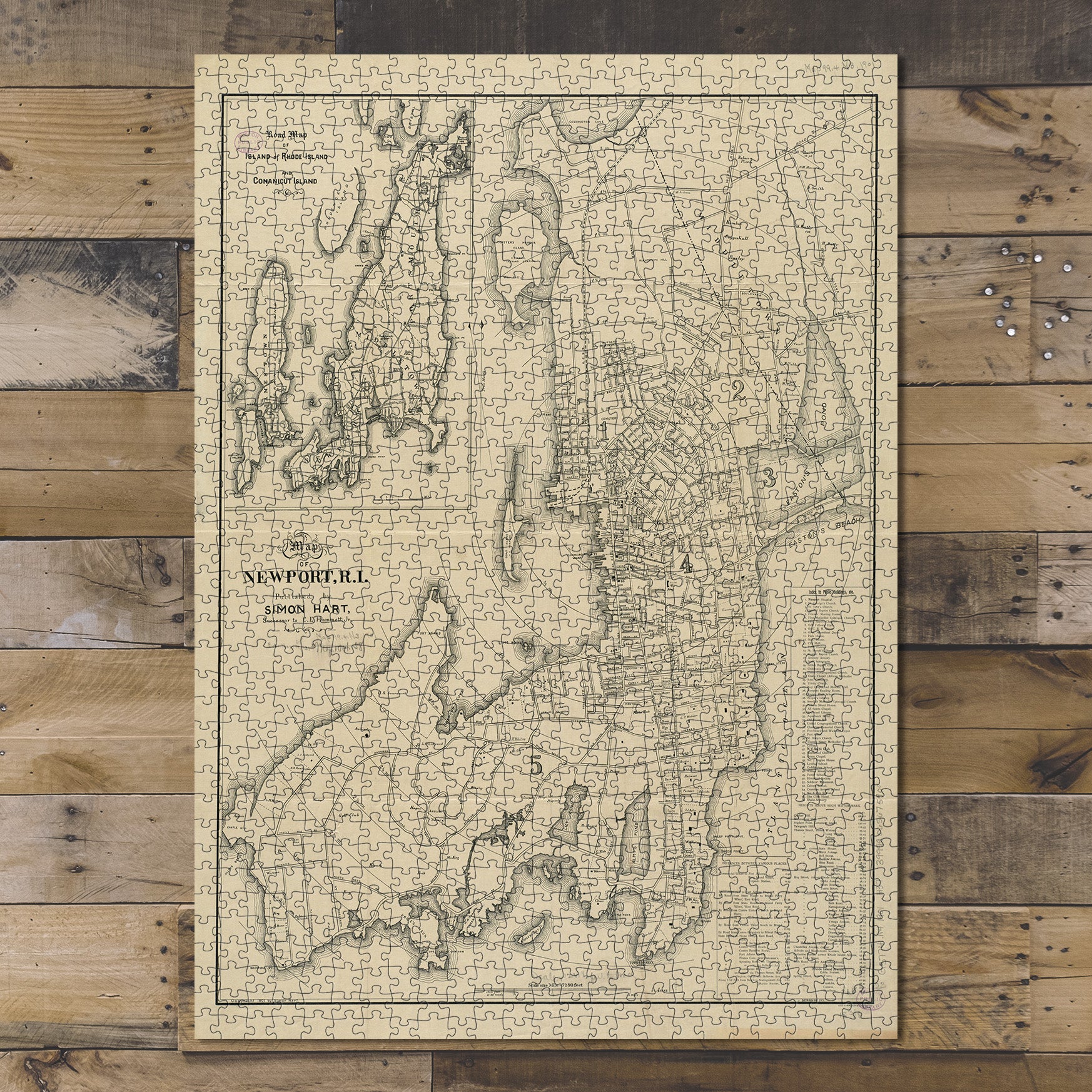 1000 Piece Jigsaw Puzzle 1901 Map Rhode Island | Newport | Rhode Island of Newport, R.I