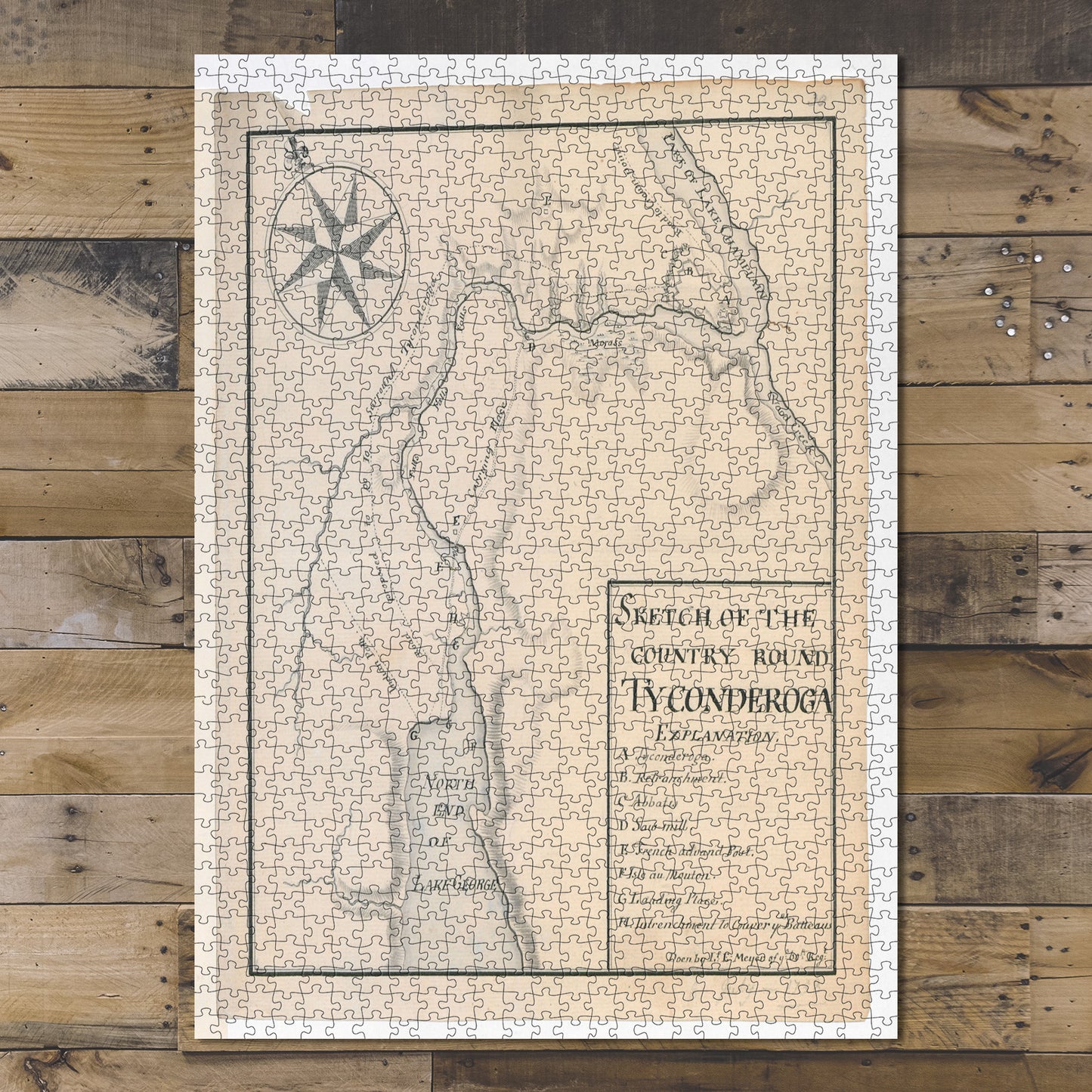 1000 Piece Jigsaw Puzzle Map New York | Essex | Fort Ticonderoga (transport point)