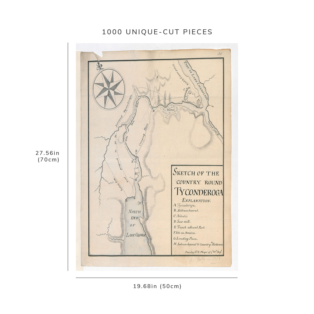 1000 Piece Jigsaw Puzzle: Map New York | Essex | Fort Ticonderoga (transport point)
