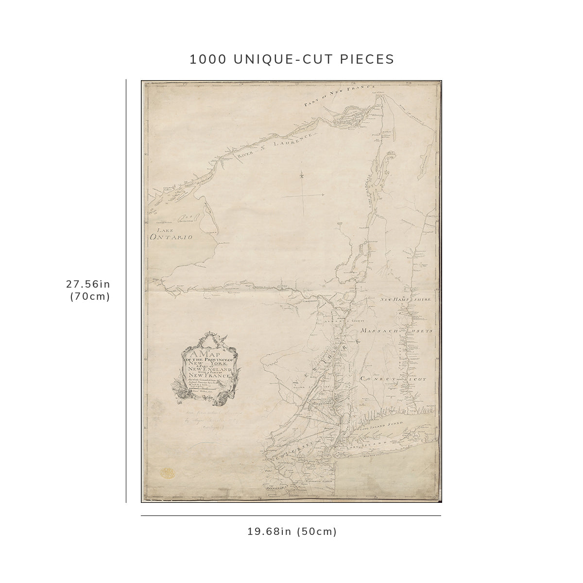1000 Piece Jigsaw Puzzle: 1759 Map New England | New York OF THE PROVINCE OF NEW-YORK