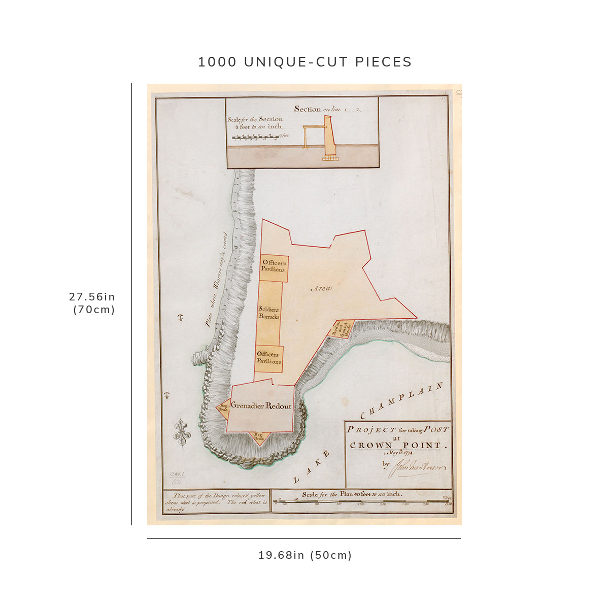 1000 Piece Jigsaw Puzzle: 1774 Map New York | Essex | Crown Point