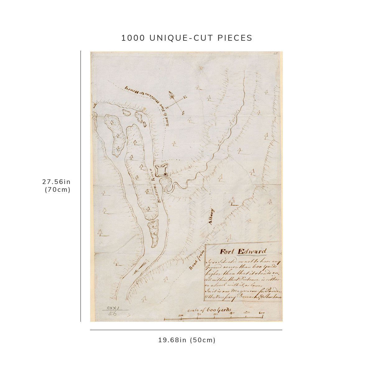 1000 Piece Jigsaw Puzzle: 1755 Map New York | Washington | Fort Edward