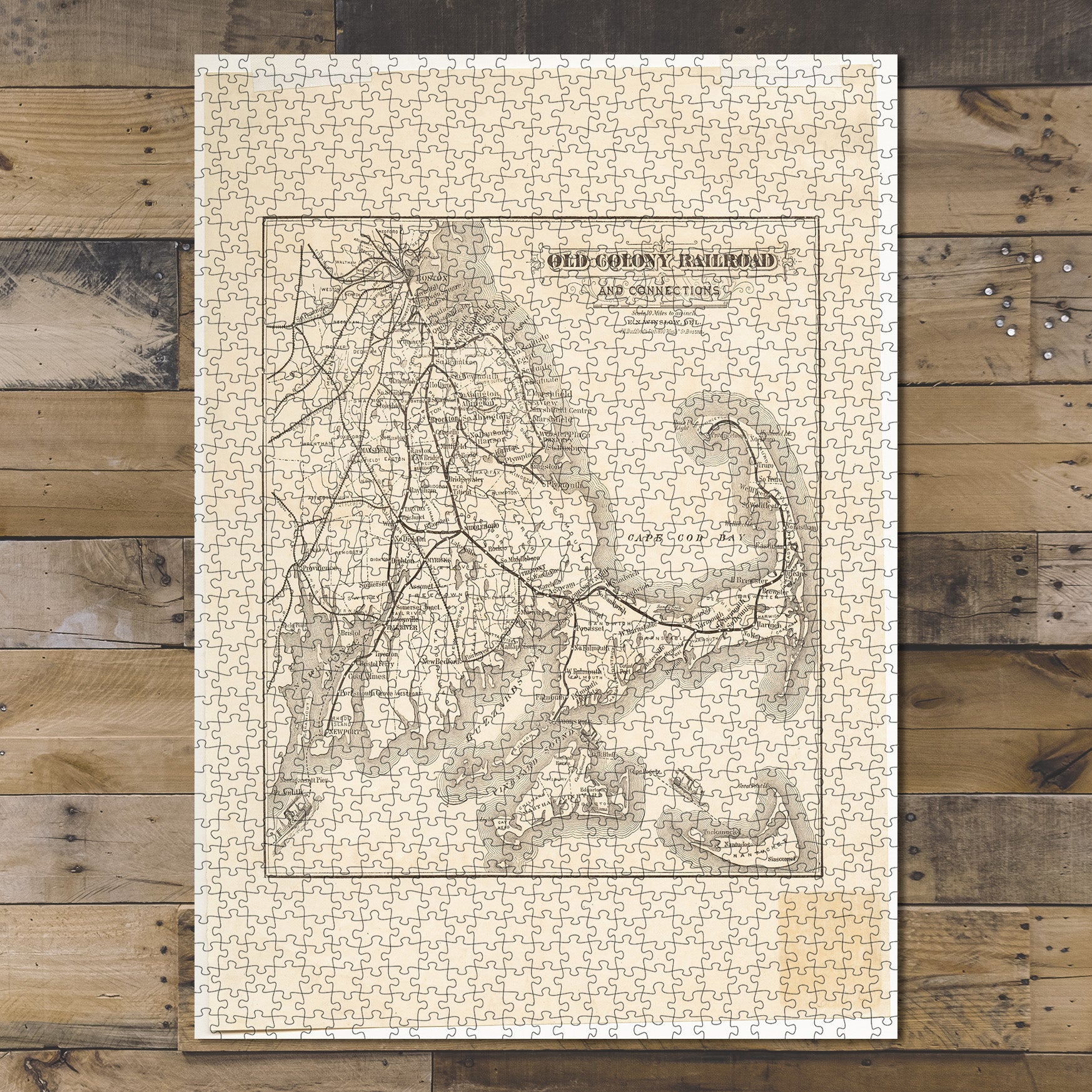 1000 Piece Jigsaw Puzzle 1872–1888 Map | Rhode Island Old Colony Railroad 