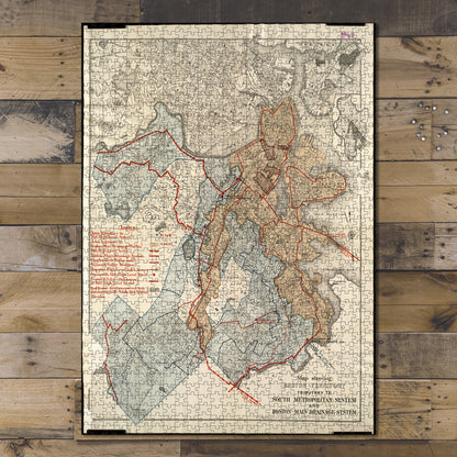 1000 Piece Jigsaw Puzzle 1902 Map showing Boston territory tributary to South 