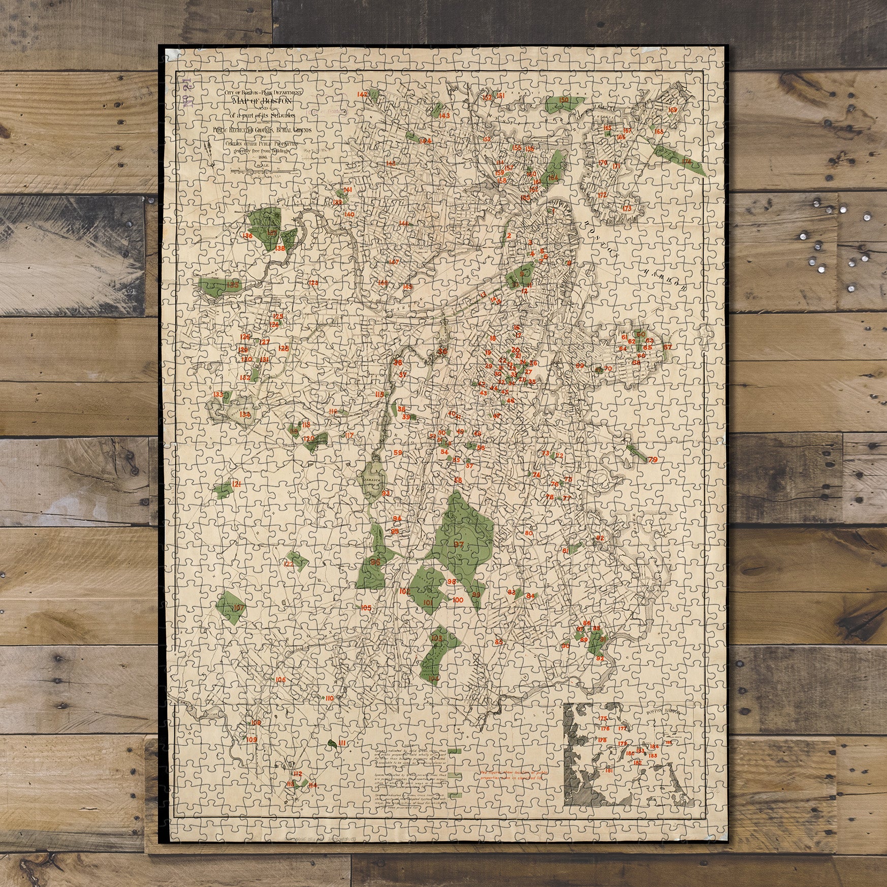 1000 Piece Jigsaw Puzzle 1886 Map of Boston and of a part of its suburbs 