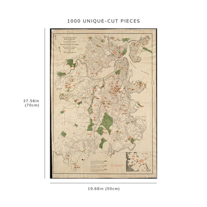 1000 Piece Jigsaw Puzzle: 1886 Map of Boston and of a part of its suburbs