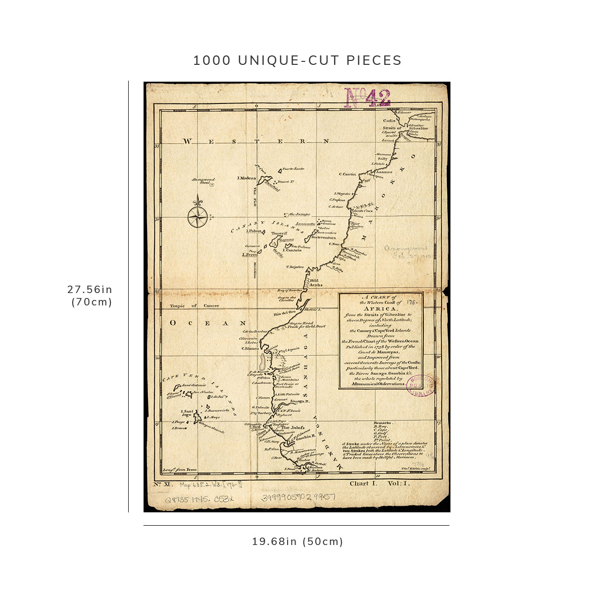 1000 Piece Jigsaw Puzzle: 1745–1747 Map West Africa A chart of the western coast