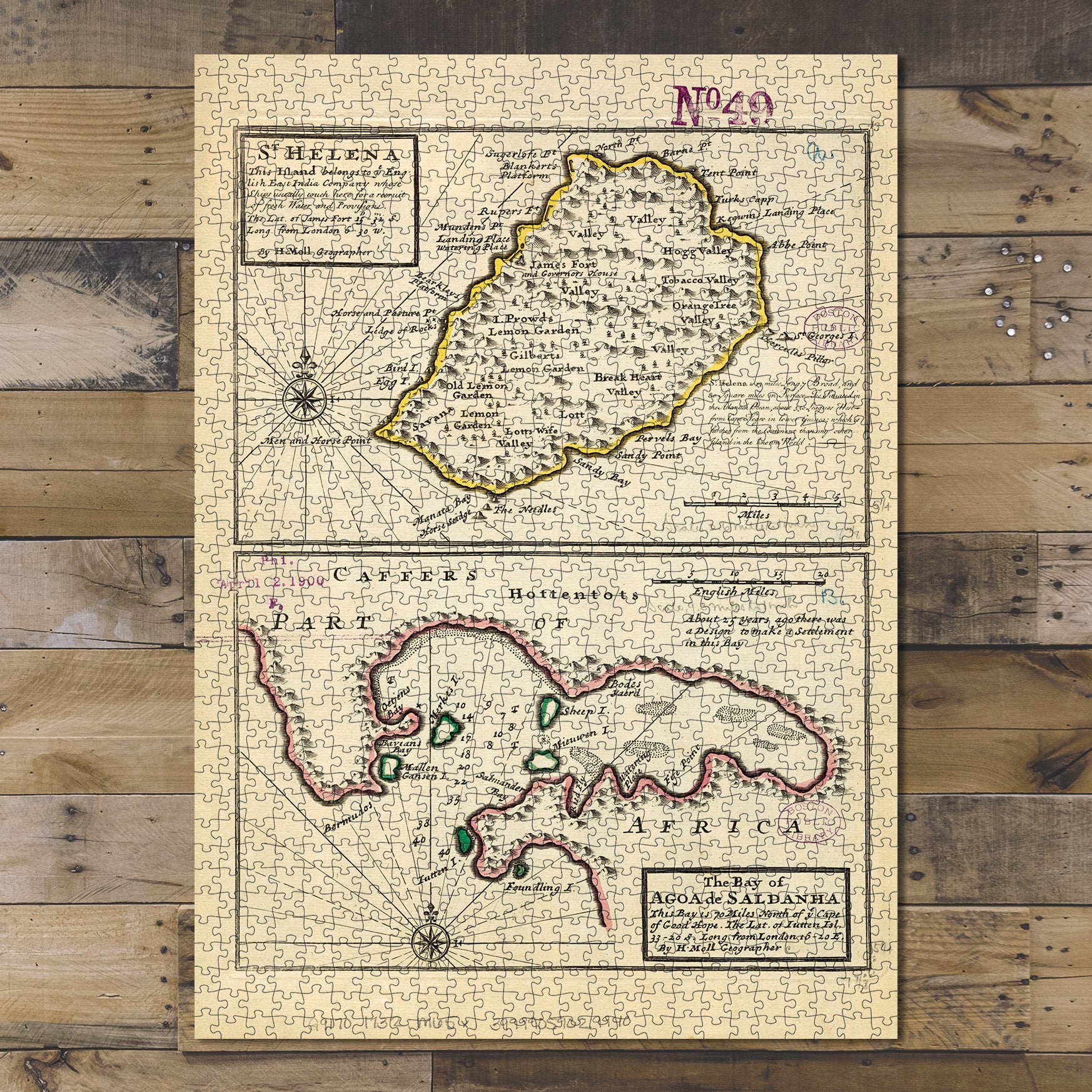 1000 Piece Jigsaw Puzzle 1732–1736 Map Saint Helena, Ascension and Tristan da Cunha 