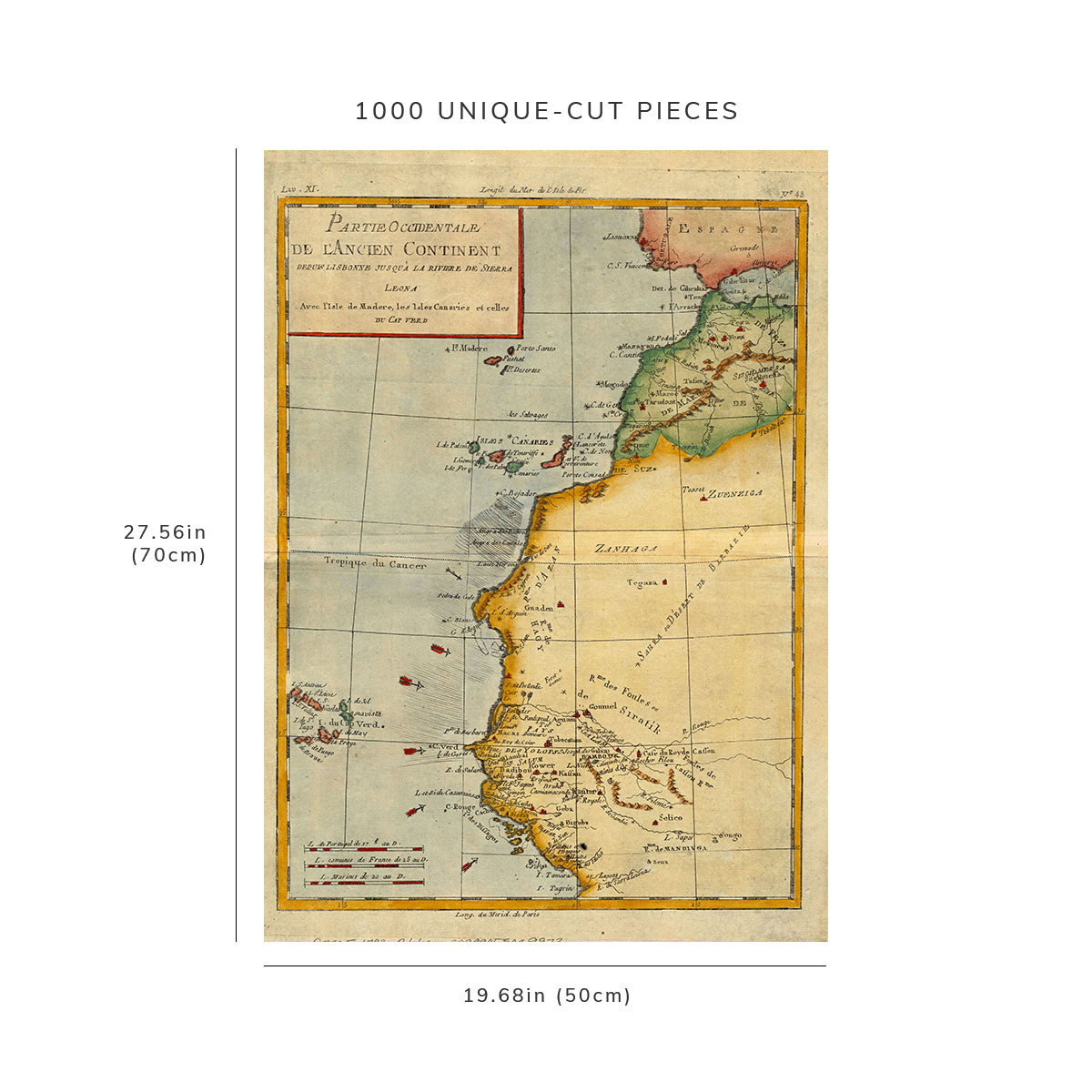 1000 Piece Jigsaw Puzzle: 1783–1784 Map West Africa Partie occidentale