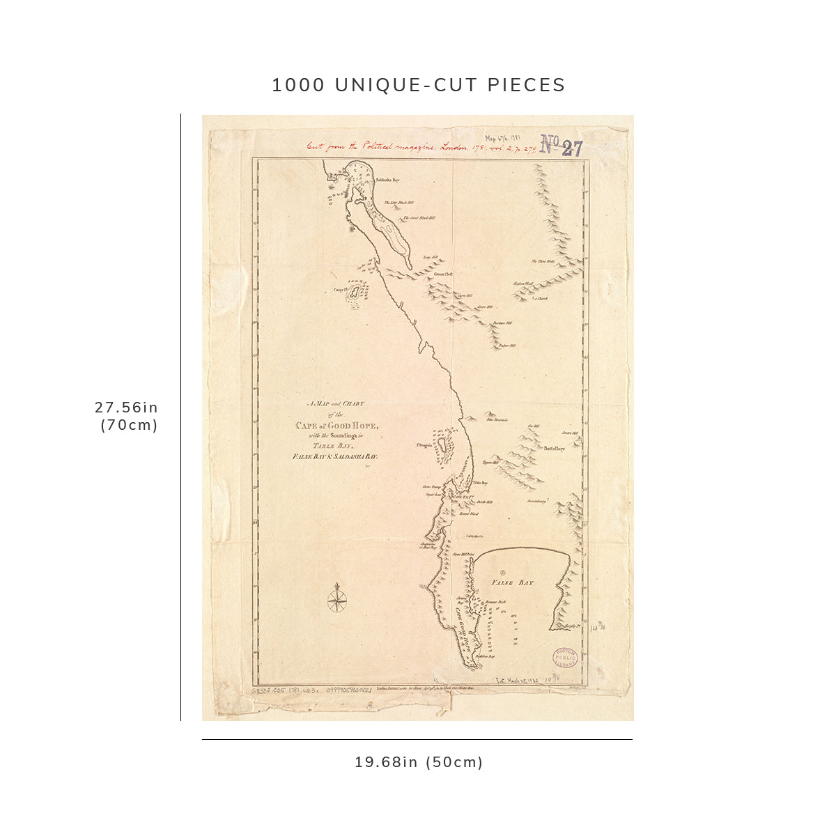 1000 Piece Jigsaw Puzzle: 1781 Map South Africa | Cape of Good Hope