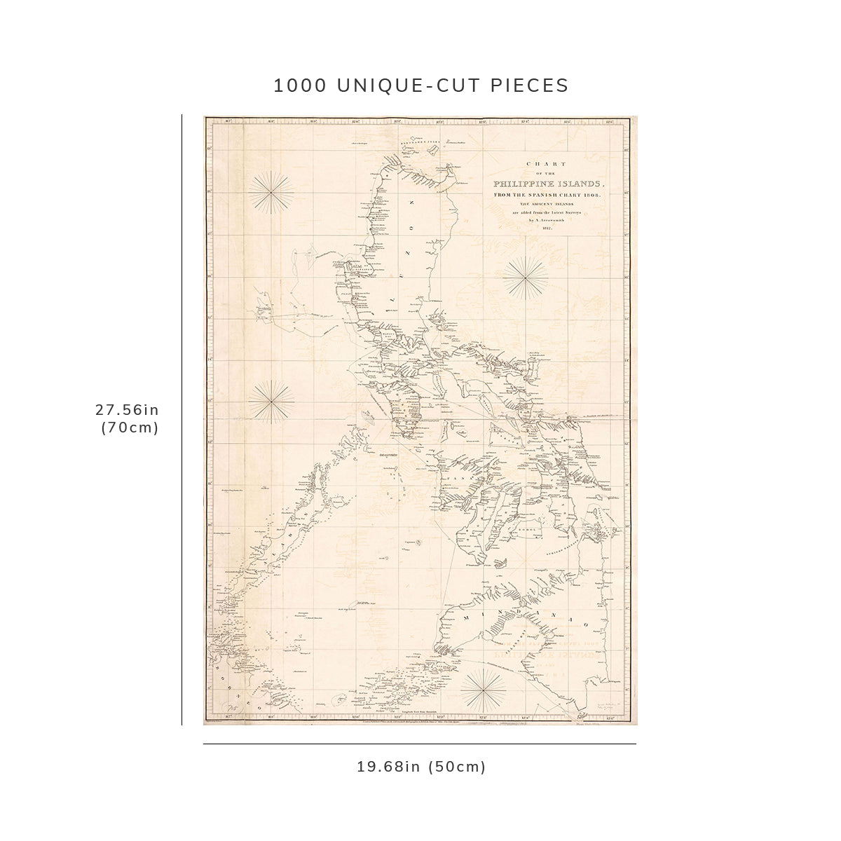 1000 Piece Jigsaw Puzzle: 1812 Map Philippines Chart of the Philippine Islands
