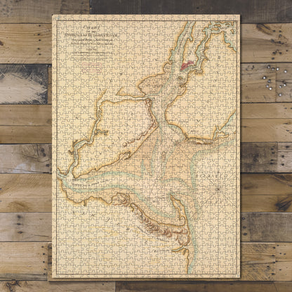1000 Piece Jigsaw Puzzle 1776 Map Hudson River Chart of the entrance of Hudson's River