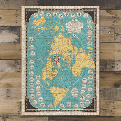 1000 piece puzzle 1944 Map of the World Birthday Present Gifts Hand made Fun Indoor Activity