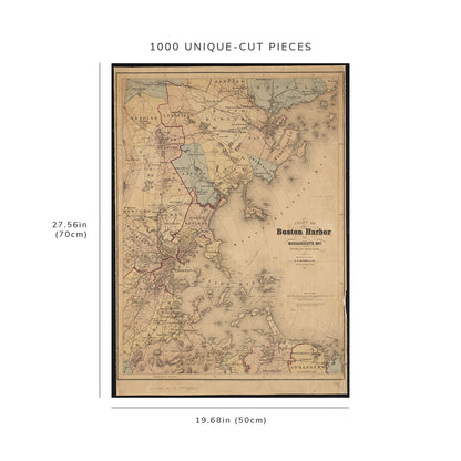 1000 piece puzzle - 1865 | Boston Harbor | Chart of Boston Harbor and Massachusetts Bay