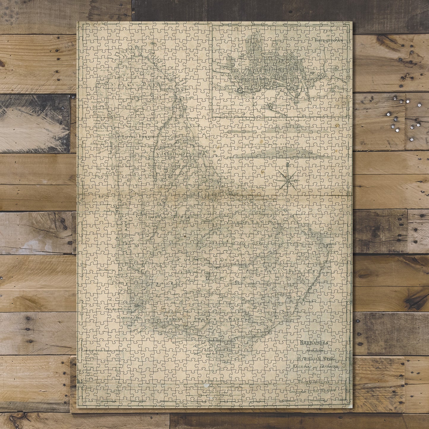 1000 Piece Jigsaw Puzzle 1775 Map | Plan of Bridgetown | with names of landowners