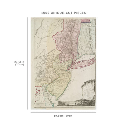 1000 Piece Jigsaw Puzzle: 1768 Map New Jersey | New York The provinces of New York