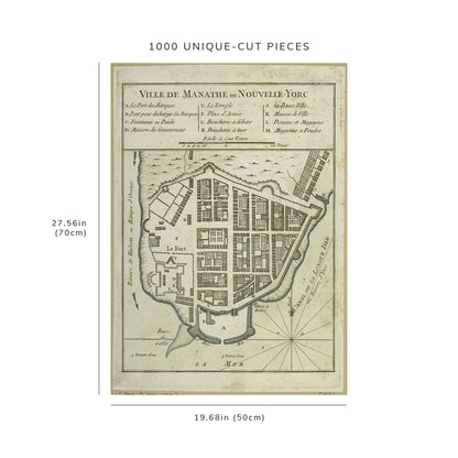 1000 Piece Jigsaw Puzzle: 1764 Map New York | New York | Manhattan Ville de Manathe