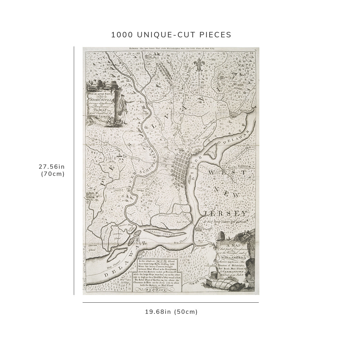 1000 Piece Jigsaw Puzzle: 1778 Map Pennsylvania | Philadelphia | Philadelphia