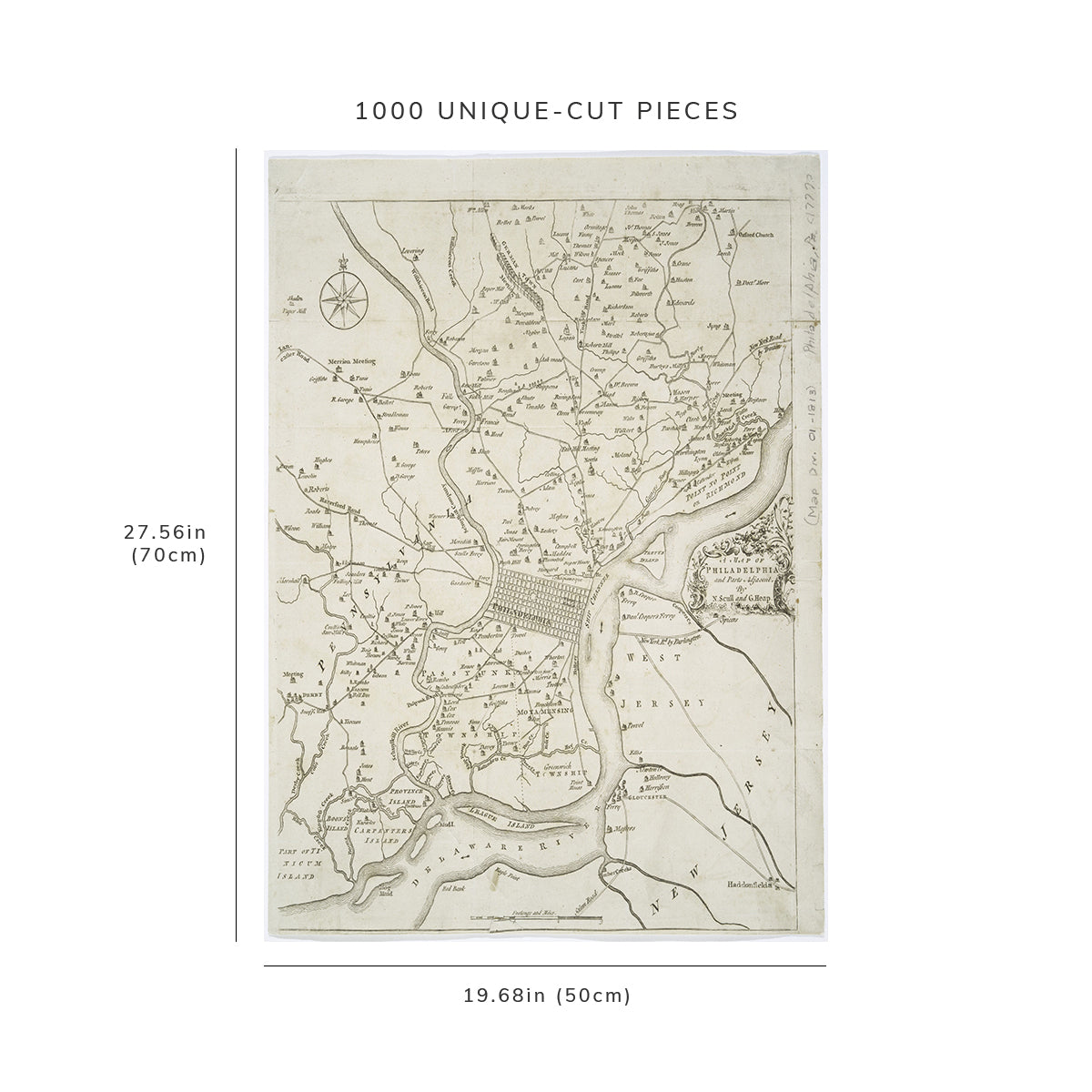 1000 Piece Jigsaw Puzzle: 1753 Map Pennsylvania | Philadelphia