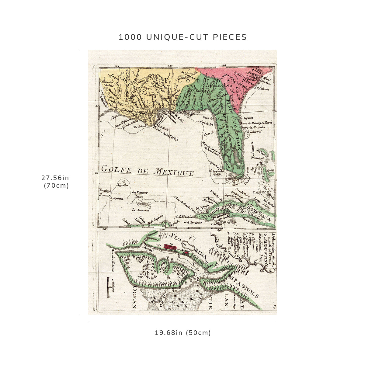 1000 Piece Jigsaw Puzzle: ca. 1760 Map | Delineatio munimenti et Portus S. Augustini