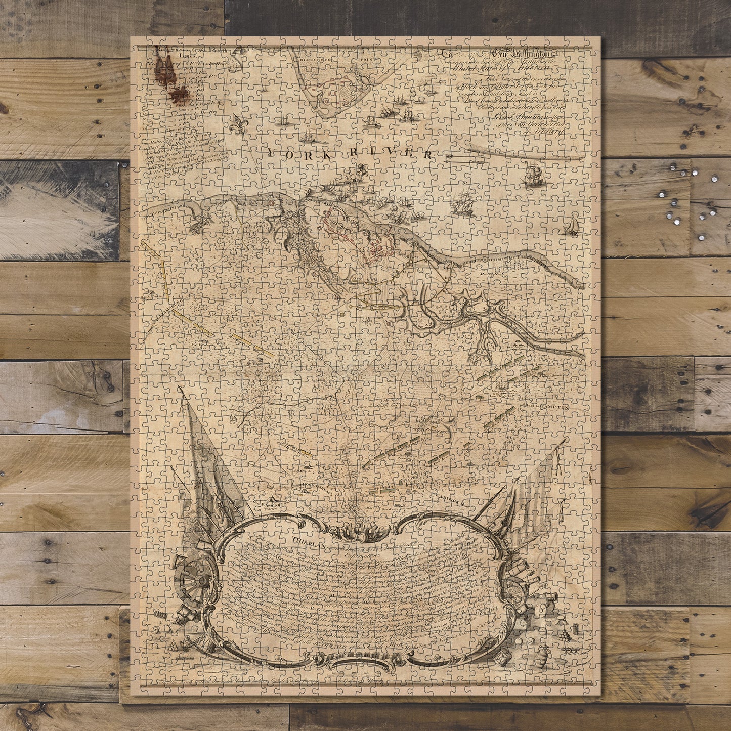 1000 Piece Jigsaw Puzzle 1782 Map Virginia | Gloucester | Yorktown To His Excellency 