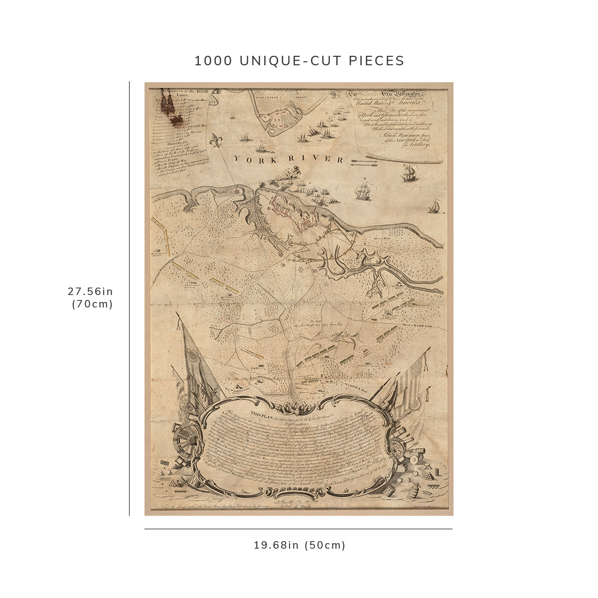 1000 Piece Jigsaw Puzzle: 1782 Map Virginia | Gloucester | Yorktown To His Excellency