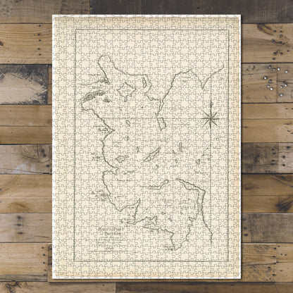 1000 Piece Jigsaw Puzzle 1756 Map | Boston Harbor | Baye et port de Boston Relief shown