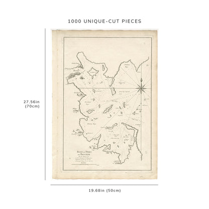 1000 Piece Jigsaw Puzzle: 1756 Map | Boston Harbor | Baye et port de Boston Relief shown