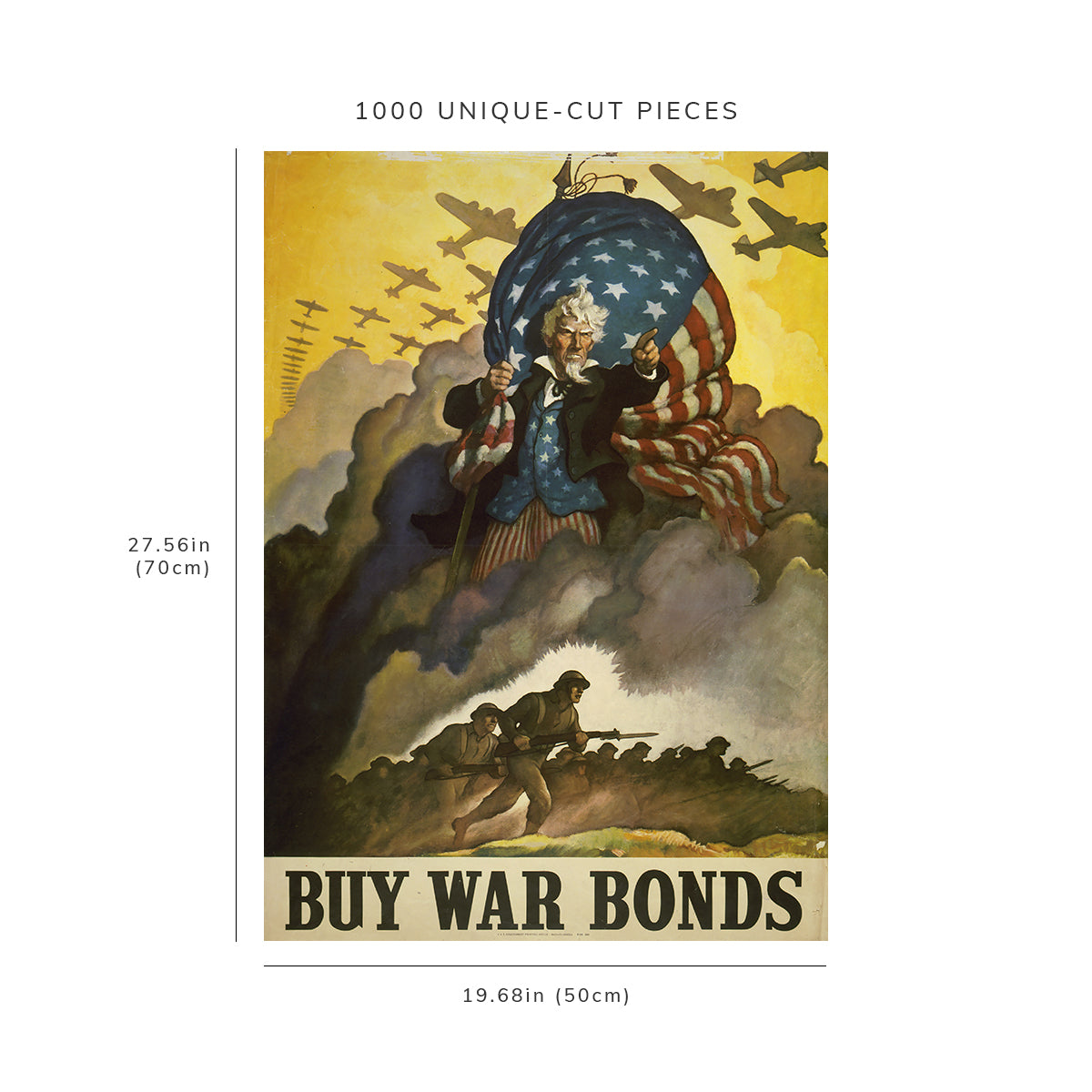 1000 piece puzzle - Buy war bonds | Uncle Sam | Birthday Present Gifts | Family Entertainment