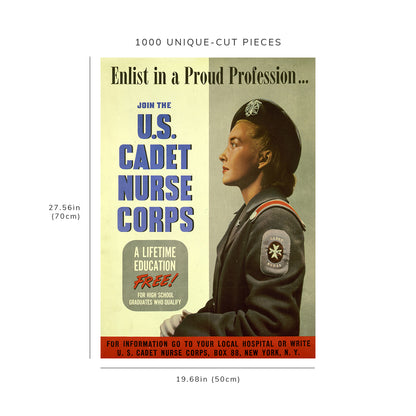 1000 piece puzzle - 1943 Enlist | join, US Cadet Nurse Corps| 1000 piece adult jigsaw puzzle| Jigsaw Puzzle Game for Adults