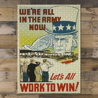1000 piece puzzle 1942 We're all in, Army now, let's, work, win F Packer Jigsaw Puzzle Game for Adult