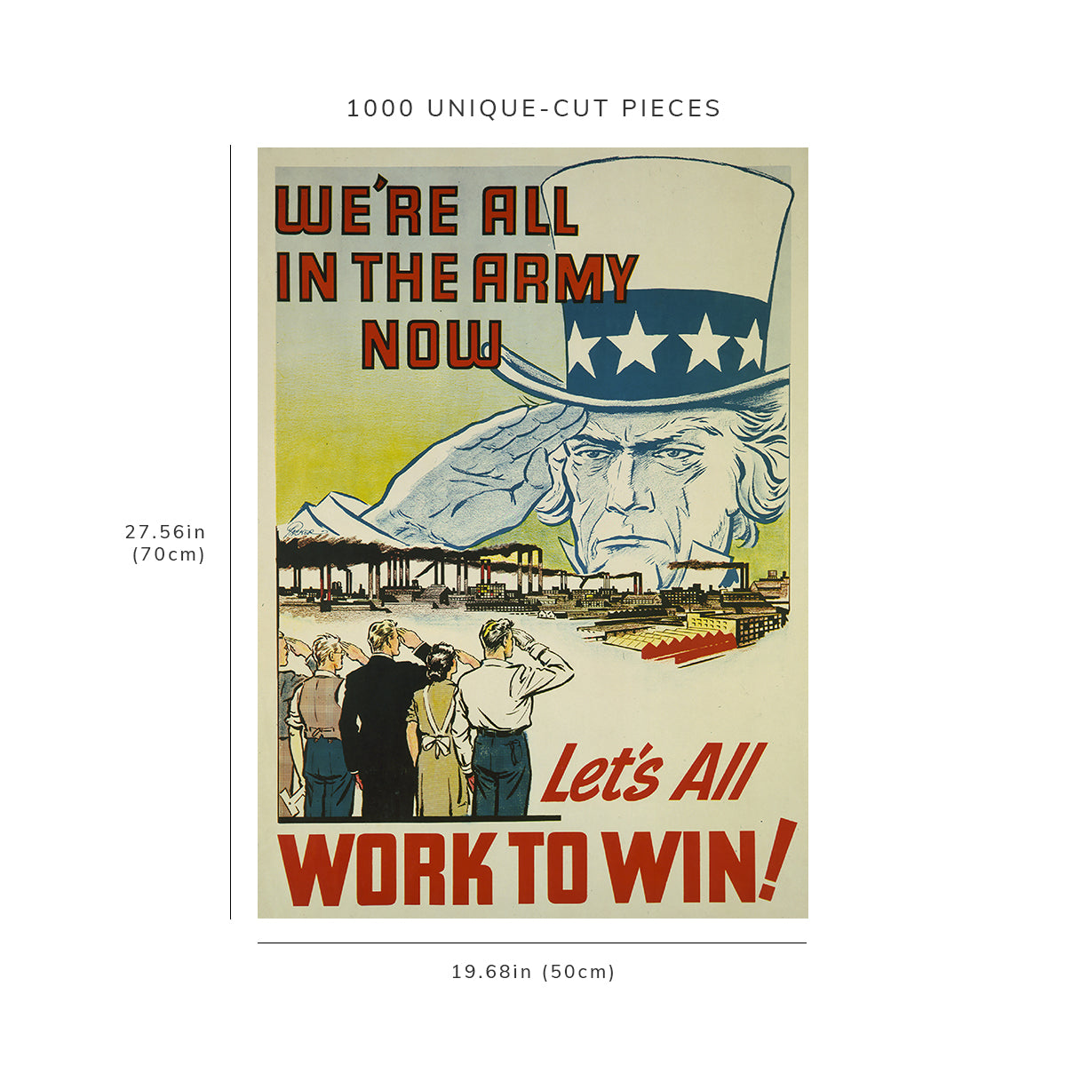 1000 piece puzzle - 1942 We're all in, Army now, let's, work, win | F Packer | Jigsaw Puzzle Game for Adult