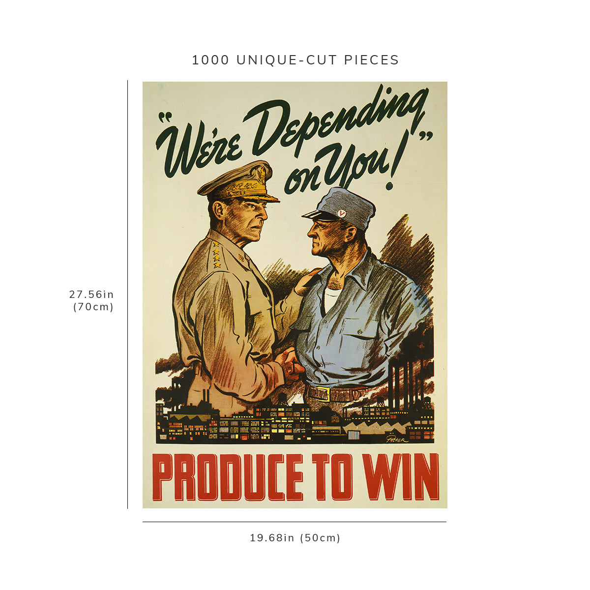 1000 piece puzzle - 1942 We're depending on you | Produce, win | F Packer | Birthday Present Gifts