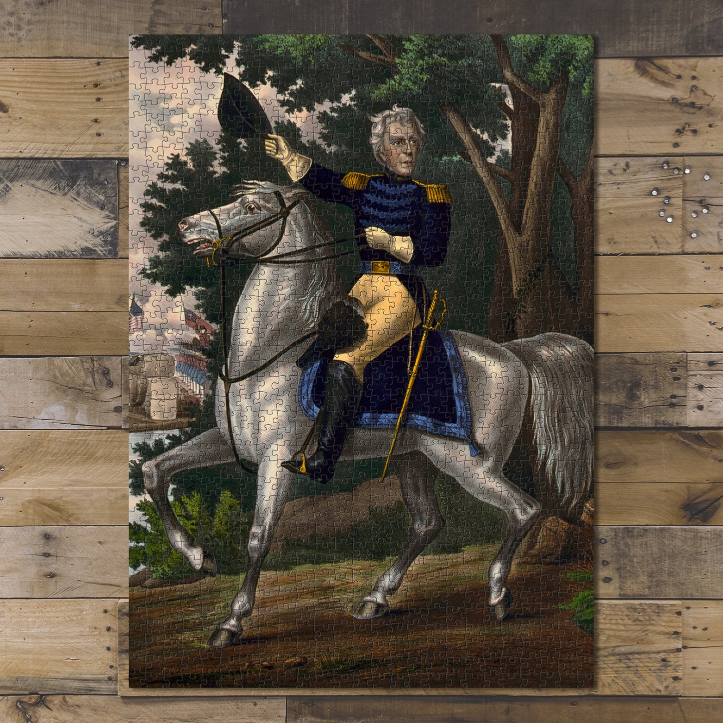 1000 piece puzzle Andrew Jackson with the Tennessee forces on the Hickory Grounds A.D. 1814 Hand made