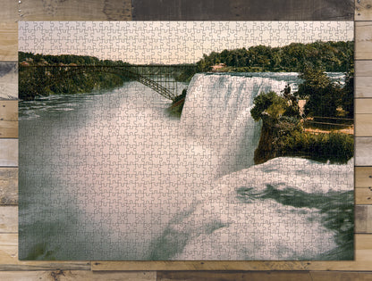 1000 piece puzzle Niagara, American Fall from Goat Island Jigsaw Puzzle Game for Adults