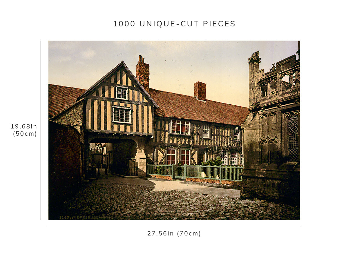1000 piece puzzle - Evesham | Abbot Reginald's gateway & old vicarage | 1890-1900 | England | Unique Gift