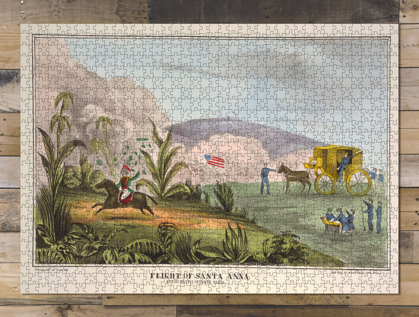 1000 piece puzzle Flight of Santa Anna, At the Battle of Cerro Gordo Jigsaw Puzzle Game for Adults