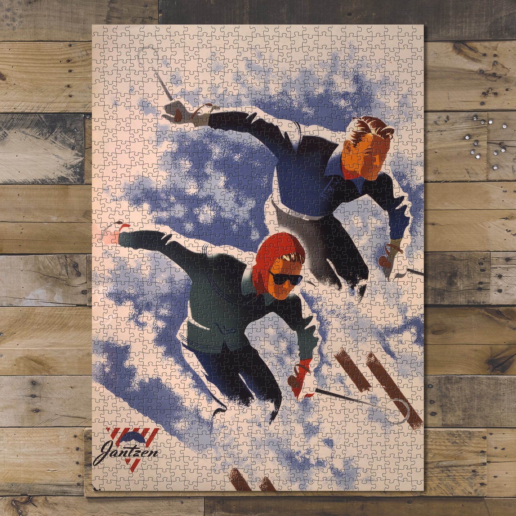 1000 piece puzzle Man and woman skiing Jigsaw Puzzle Game for Adults Birthday Present Gifts